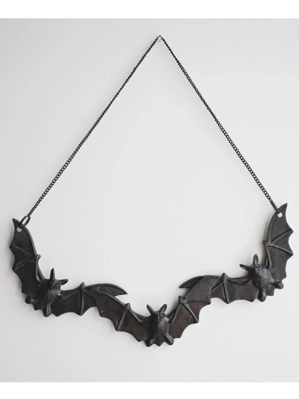 Black Cast Iron Metal Three Bats Hanging Wall Rustic Gothic Fall Halloween Decor